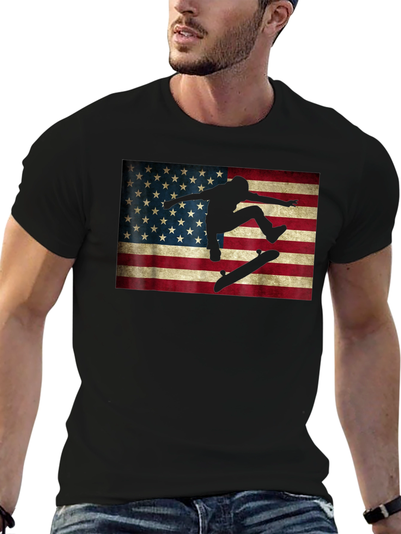 Skateboarding American Flag T-Shirt