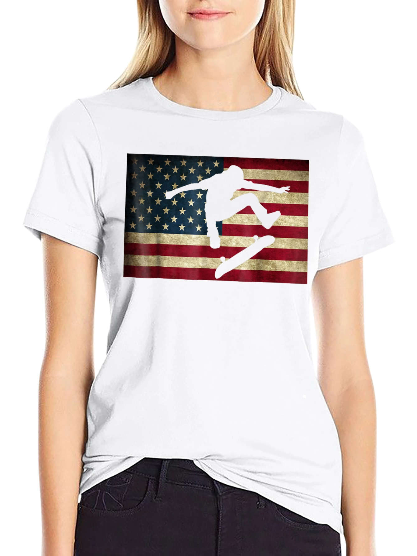 Skateboarding American Flag T-Shirt