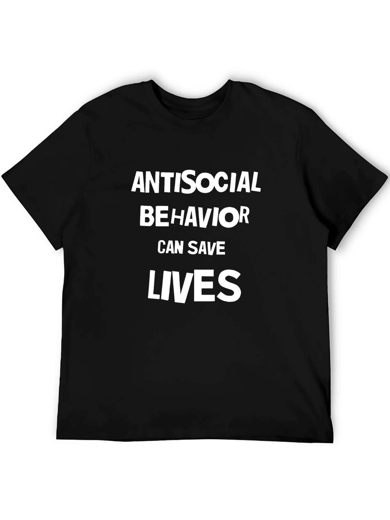 Antisocial Behavior Saves Lives Black Graphic Tee