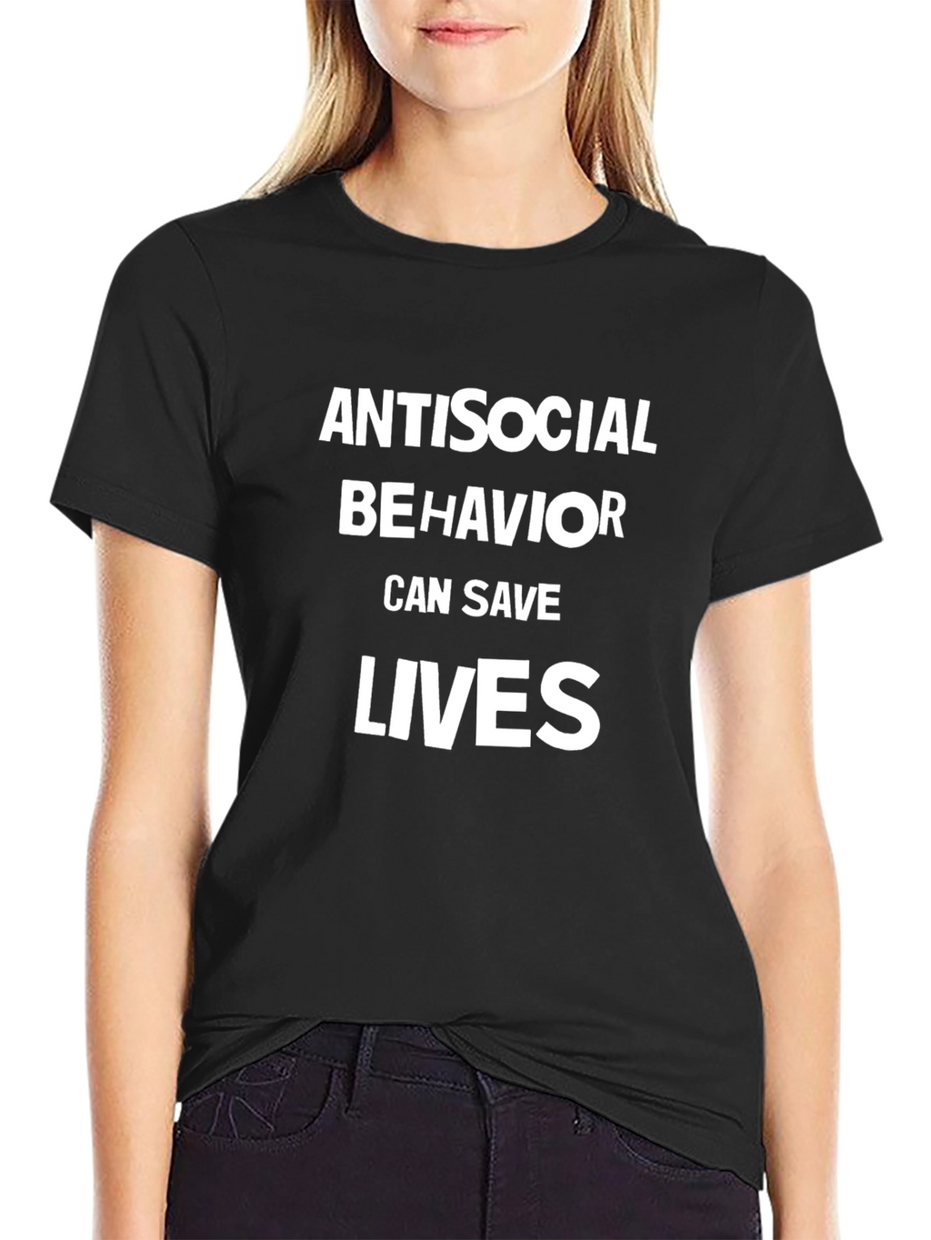 Antisocial Behavior Saves Lives Black Graphic Tee