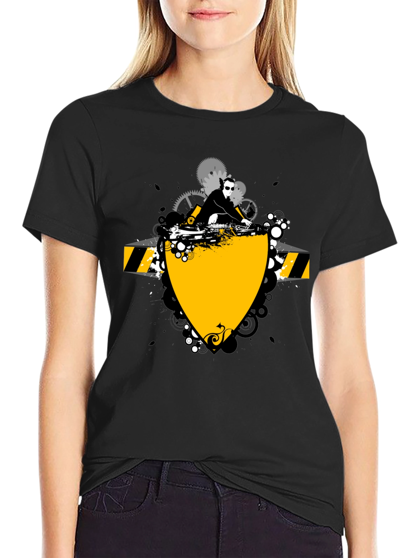 DJ Graphic Print Black T-Shirt