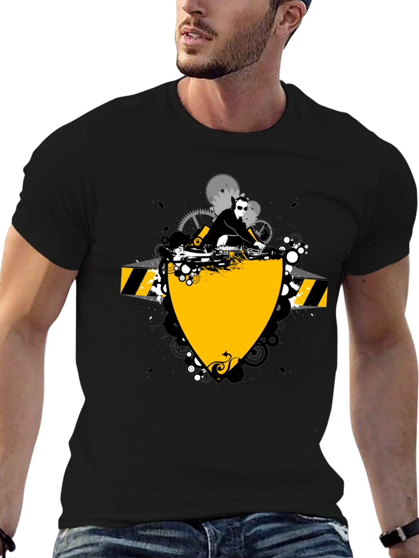 DJ Graphic Print Black T-Shirt