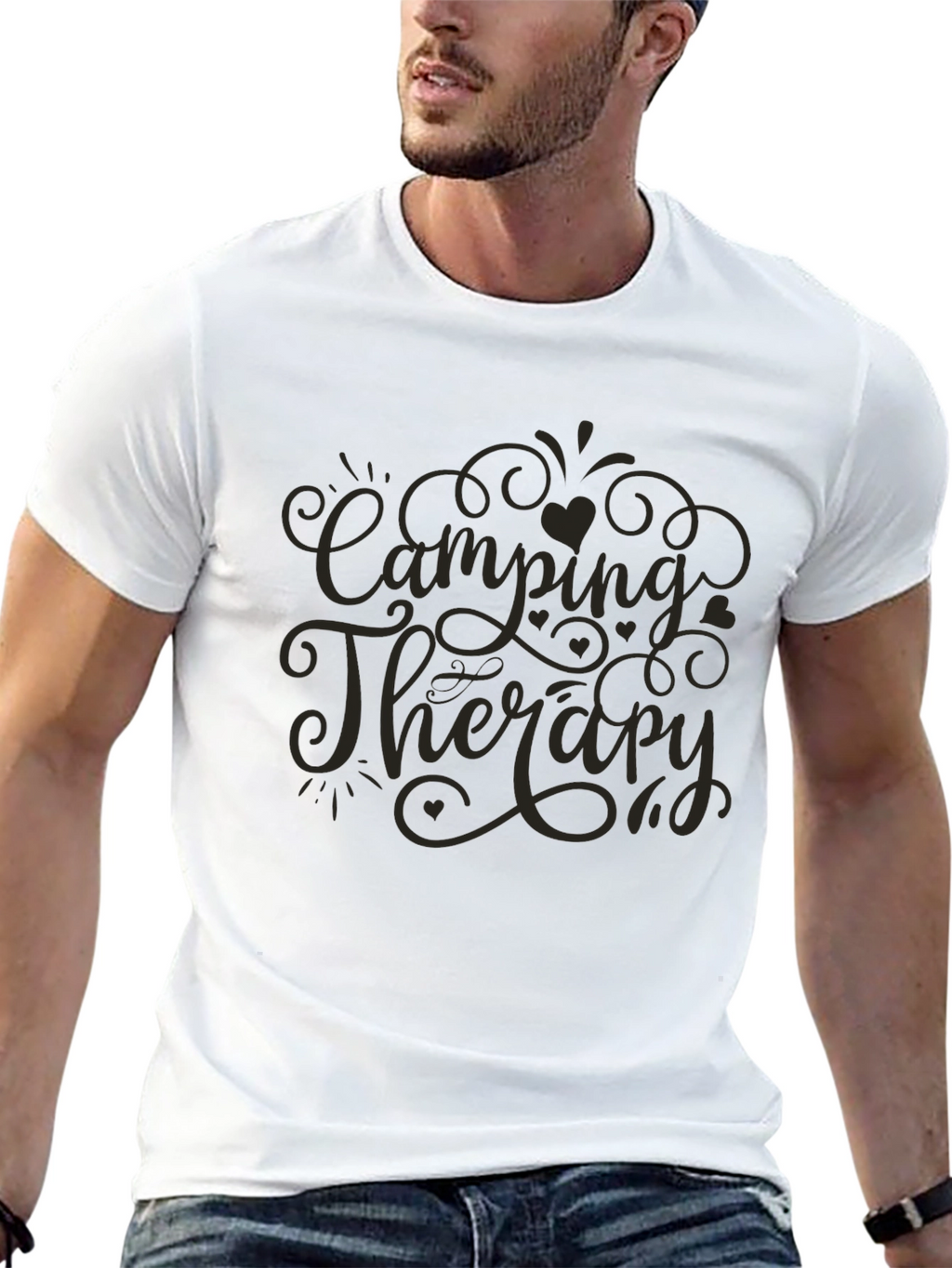Camping Therapy Graphic Tee - Black T-Shirt