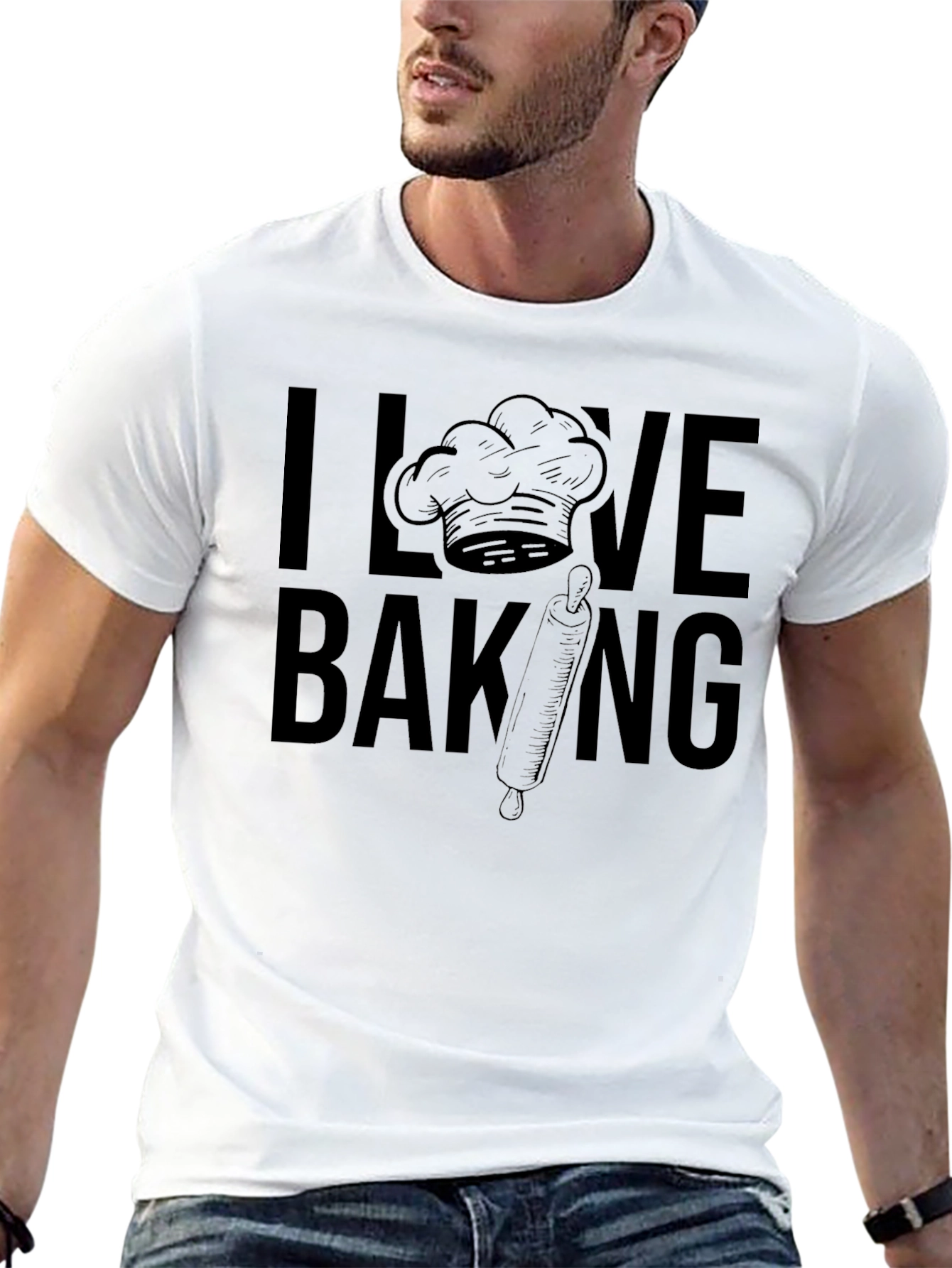 I Love Baking Graphic T-Shirt - Black