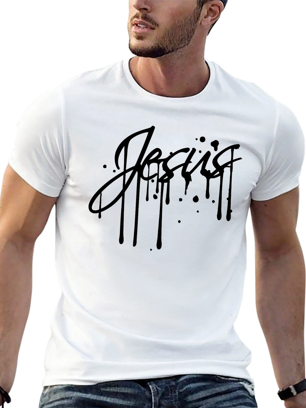 Jesus Drip Graphic T-Shirt - Mens Black Tee