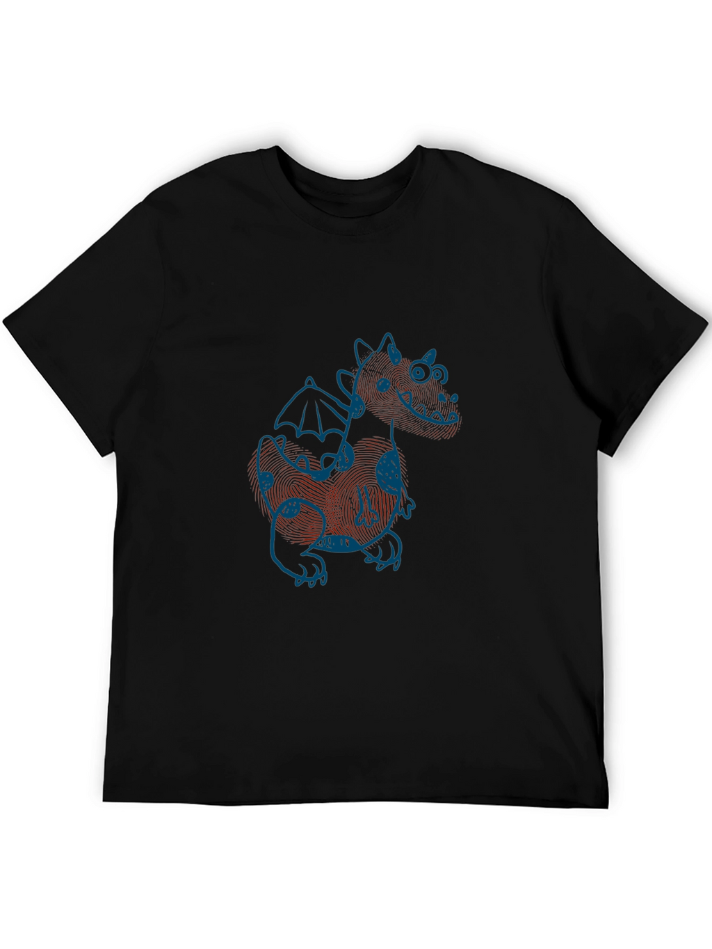 Black T-Shirt with Fingerprint Dragon Design