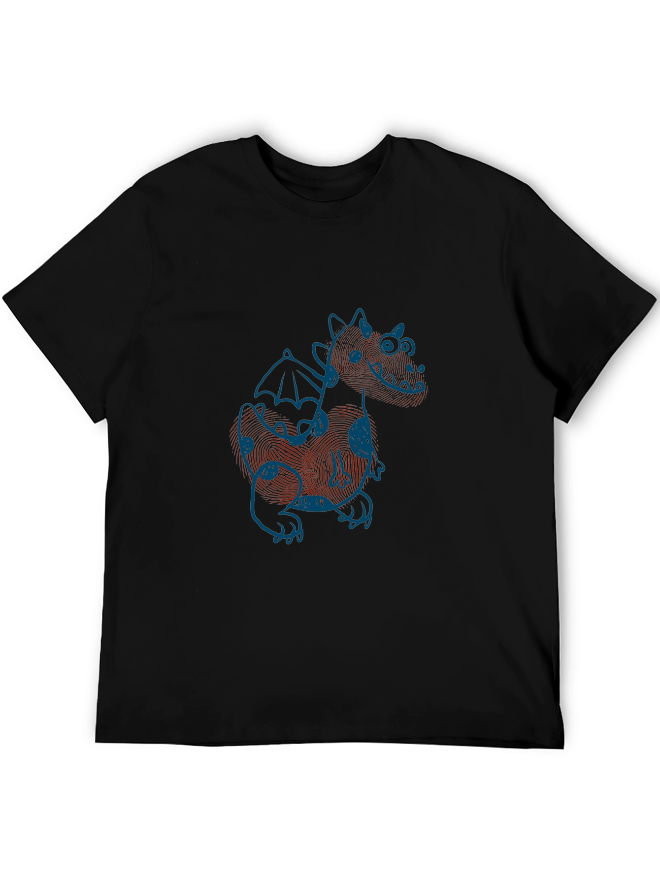 Black T-Shirt with Fingerprint Dragon Design