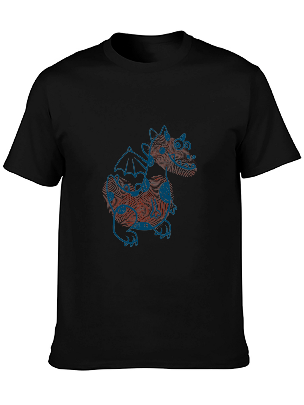 Black T-Shirt with Fingerprint Dragon Design