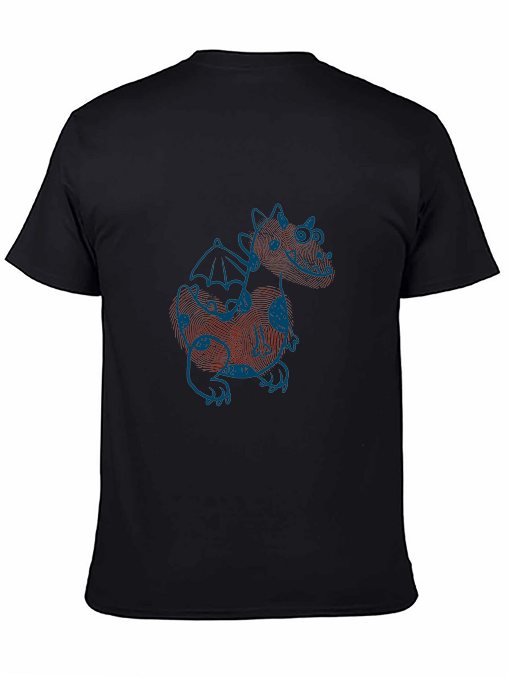 Black T-Shirt with Fingerprint Dragon Design