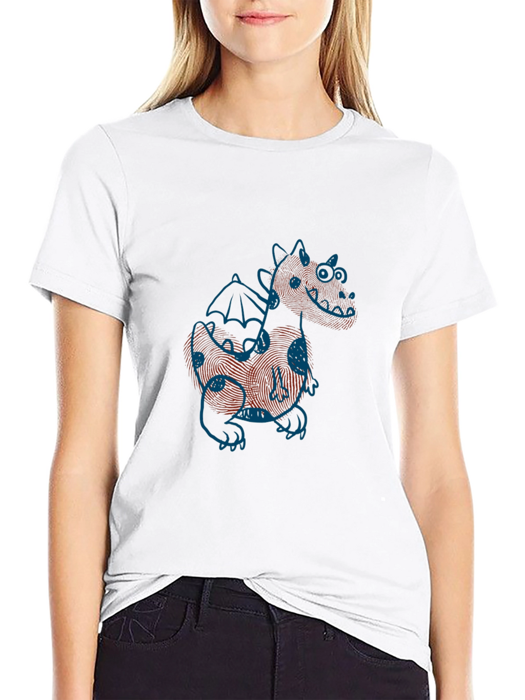 Black T-Shirt with Fingerprint Dragon Design