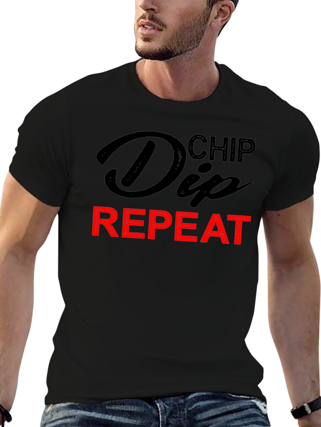 Chip Dip Repeat T-Shirt - Humorous Foodie Tee
