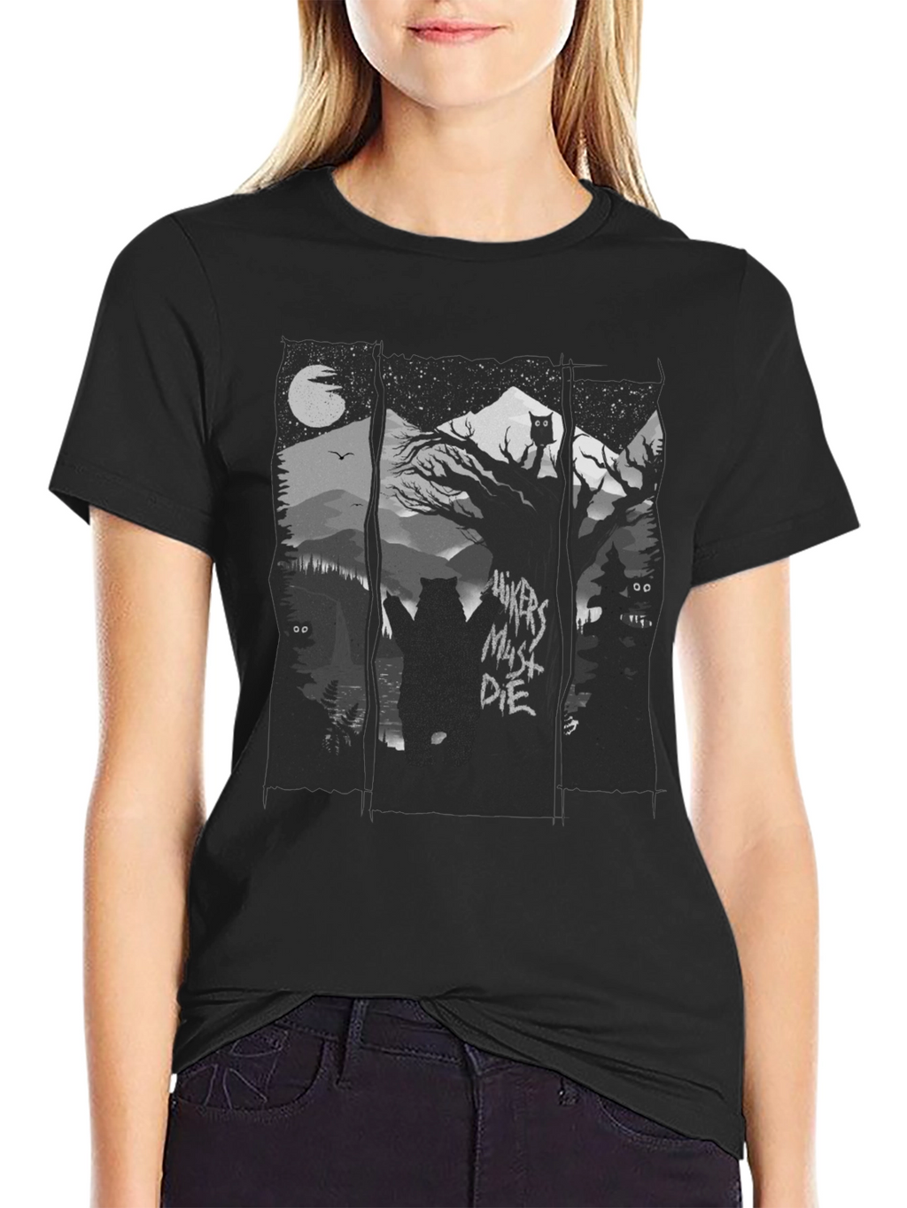 Hikers Must Die Black Graphic Tee