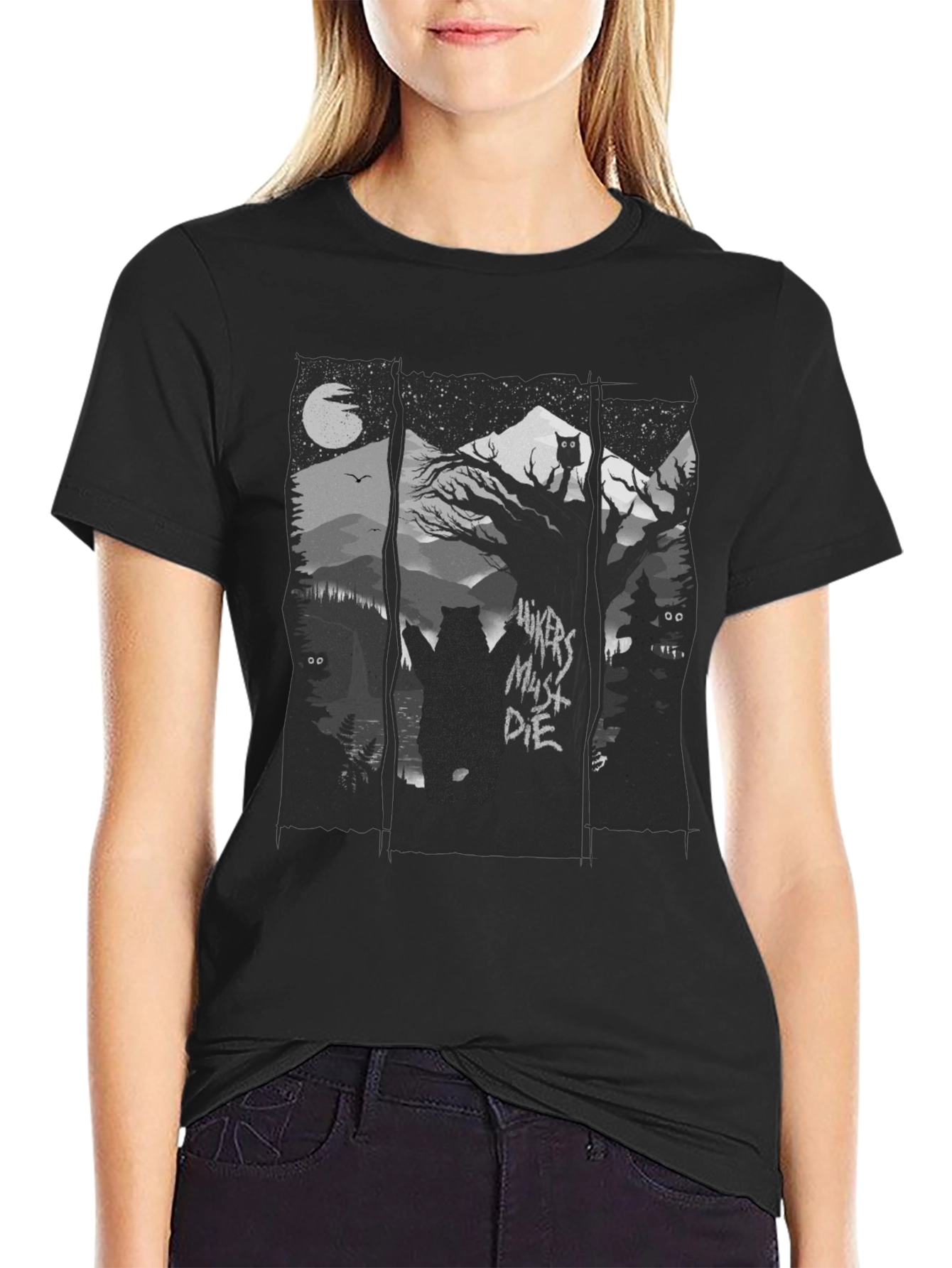 Hikers Must Die Black Graphic Tee