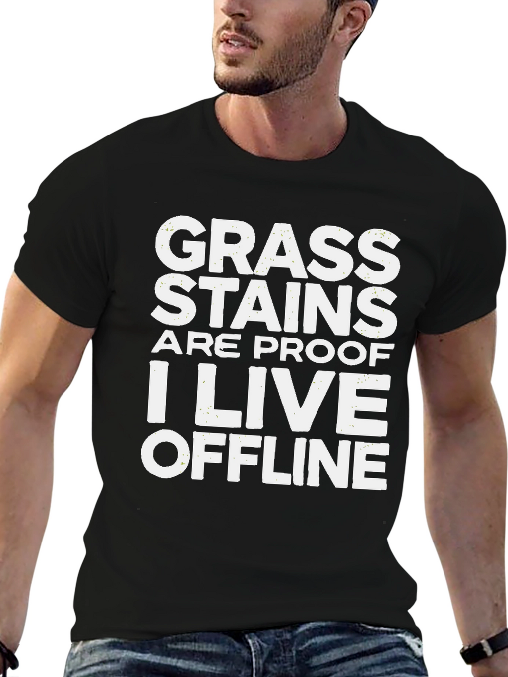 Grass Stains Offline T-Shirt - Humorous Graphic Tee