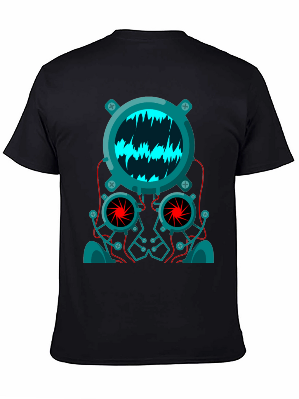 Cyberpunk Robot Head Graphic Tee - Black