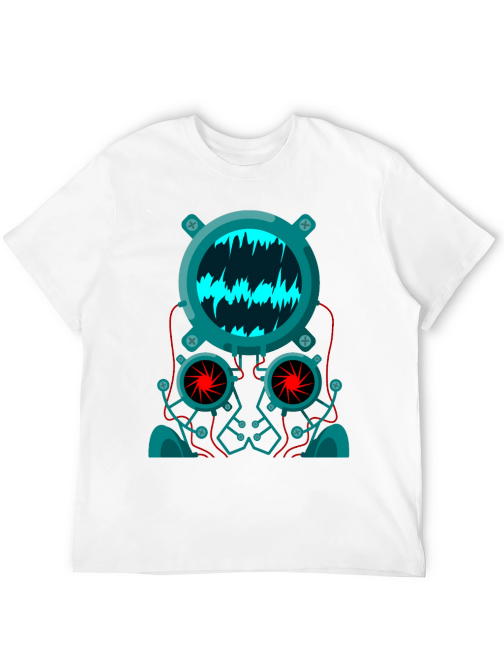 Cyberpunk Robot Head Graphic Tee - Black