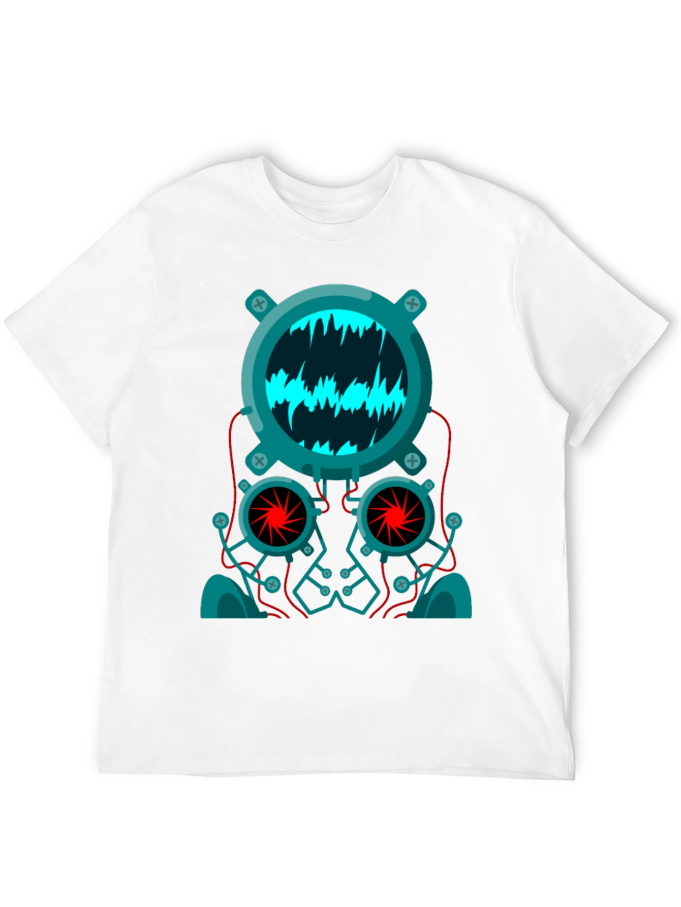 Cyberpunk Robot Head Graphic Tee - Black