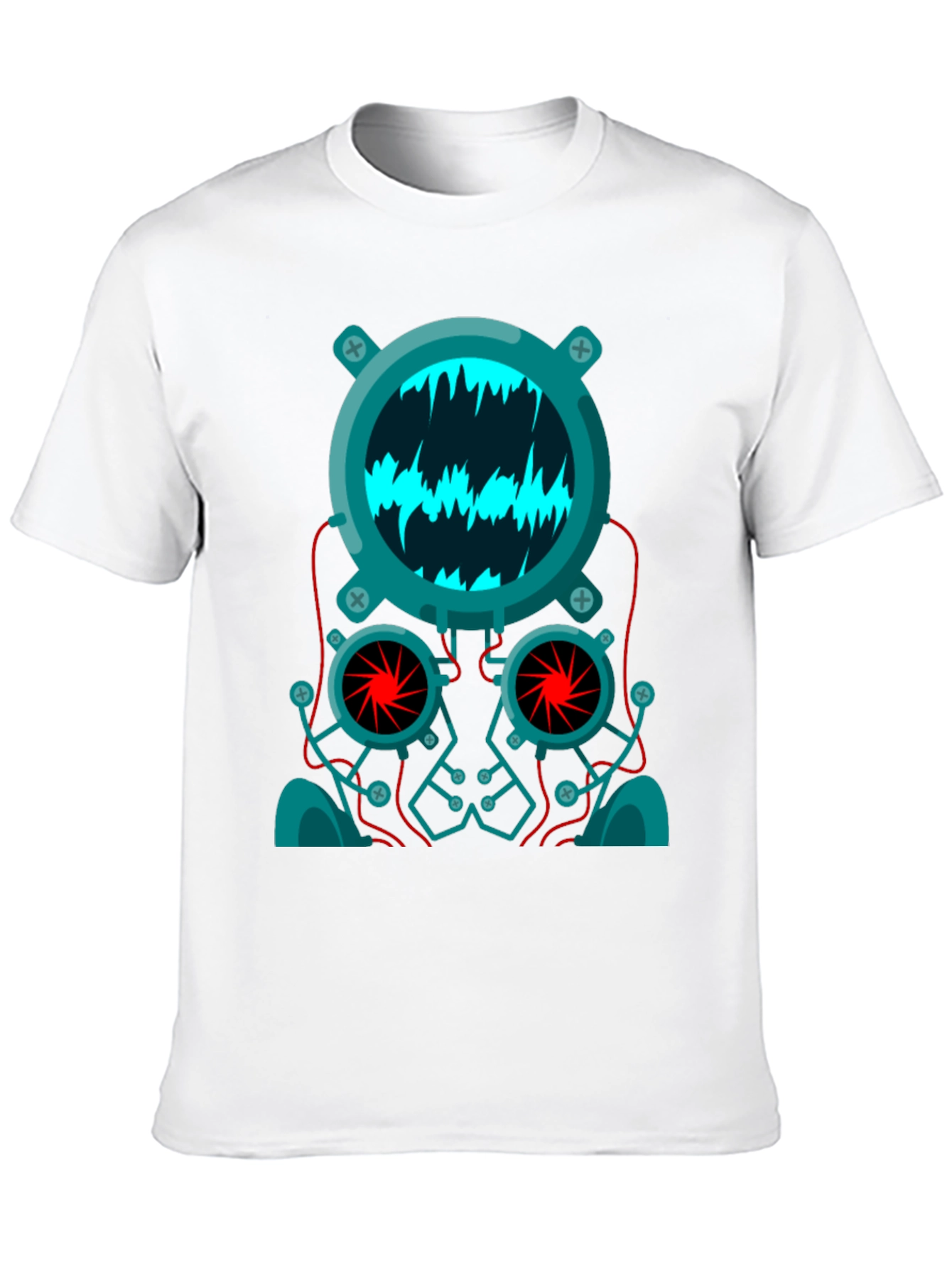 Cyberpunk Robot Head Graphic Tee - Black