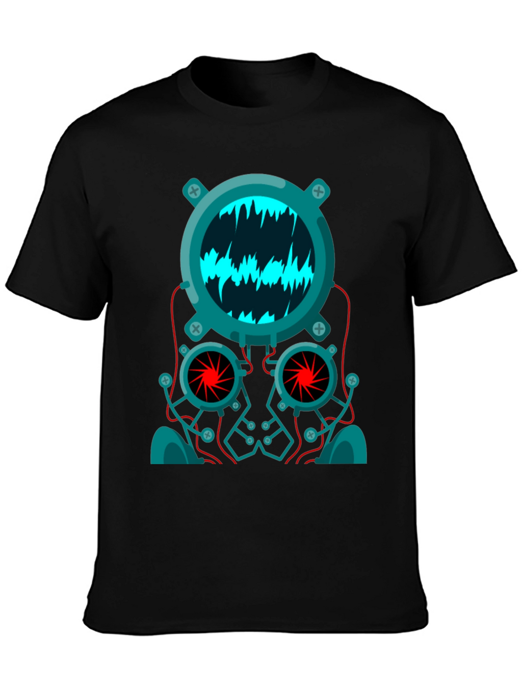 Cyberpunk Robot Head Graphic Tee - Black