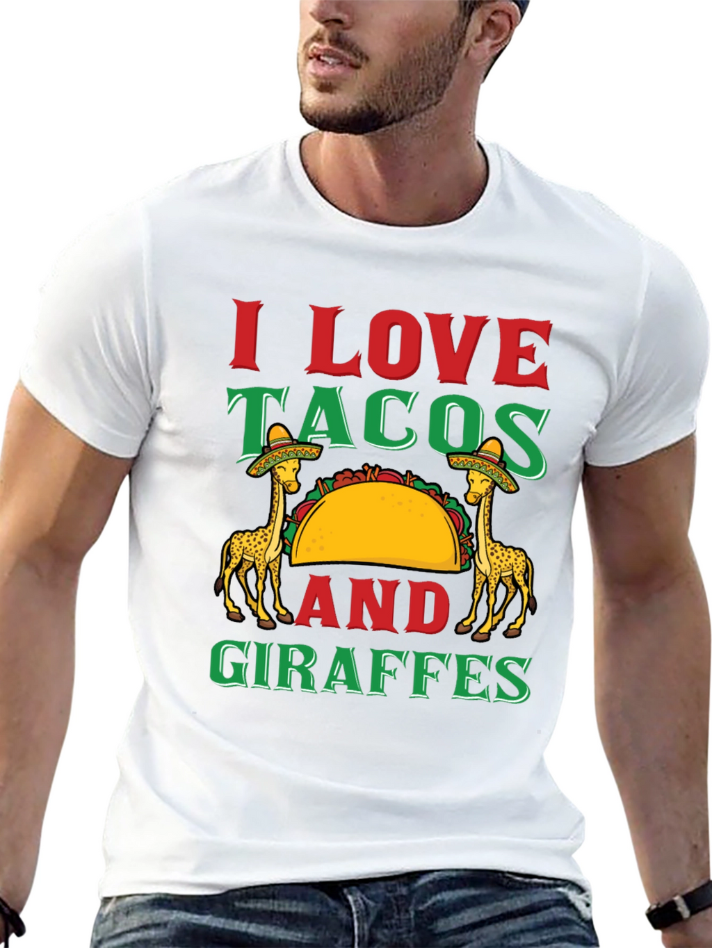 I Love Tacos and Giraffes Graphic T-Shirt