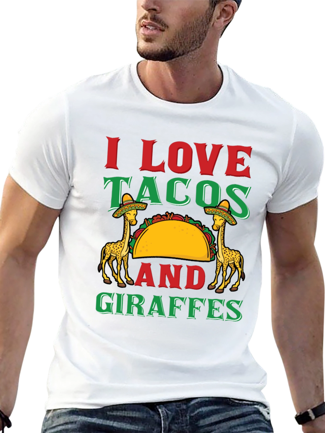 I Love Tacos and Giraffes Graphic T-Shirt