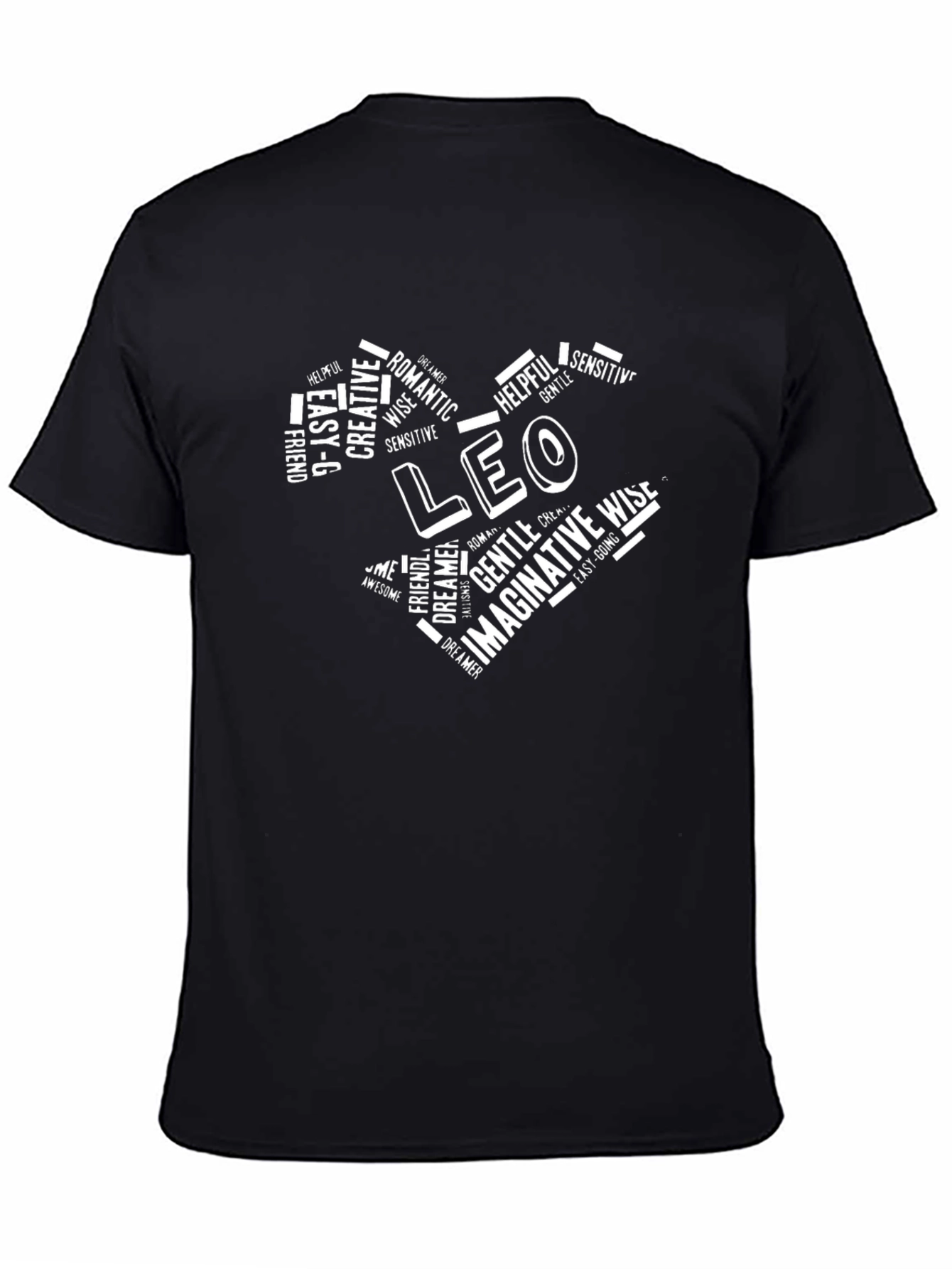 Mens Leo Zodiac Heart Word Graphic T-Shirt