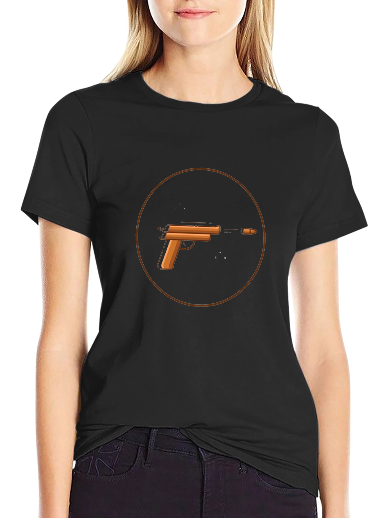 Gun Graphic T-Shirt - Casual Black Tee