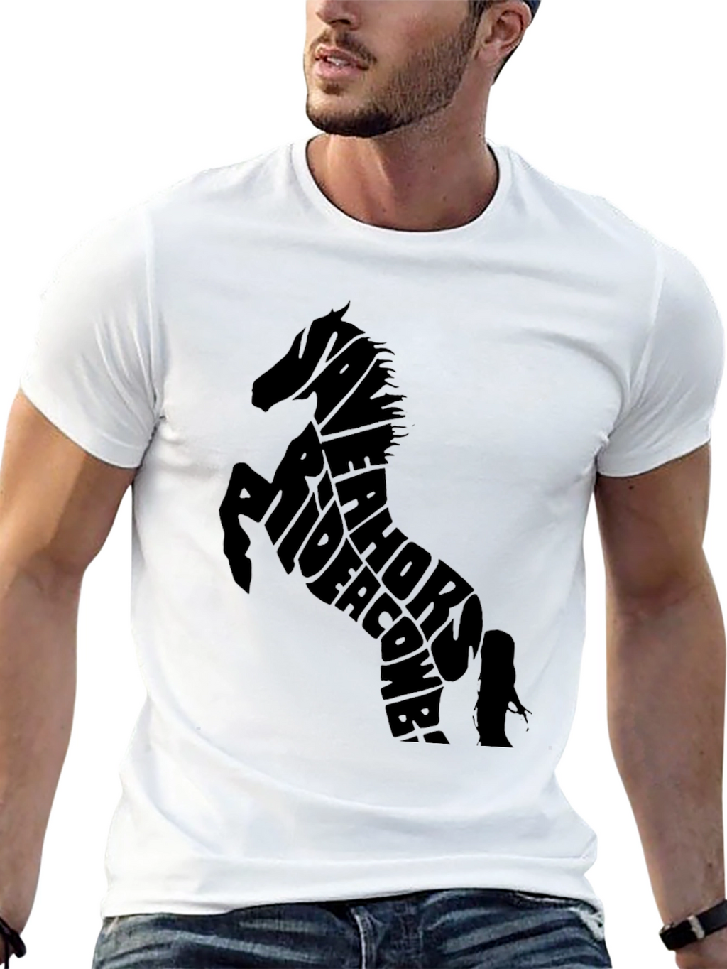 Horse Typography Black T-Shirt