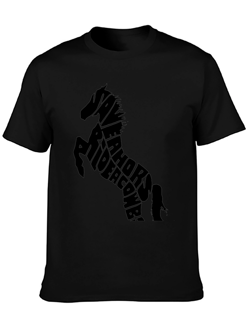 Horse Typography Black T-Shirt