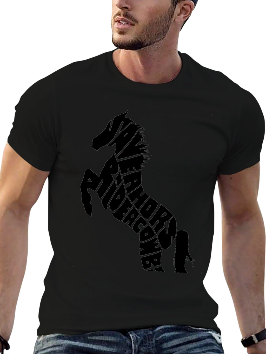 Horse Typography Black T-Shirt