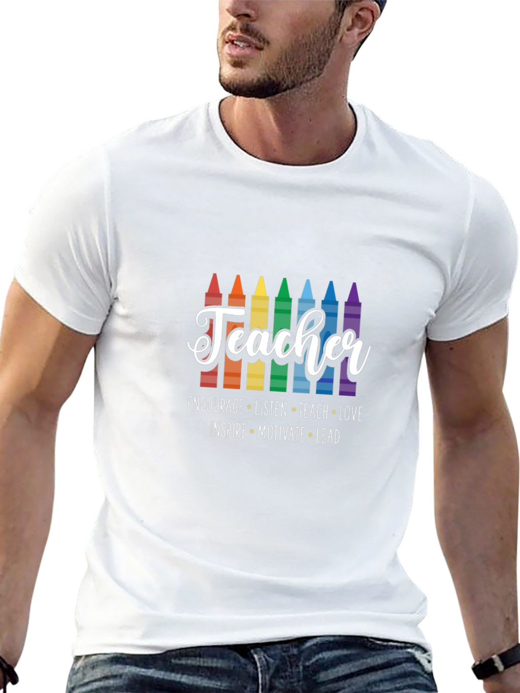 Teacher Crayon Graphic T-Shirt