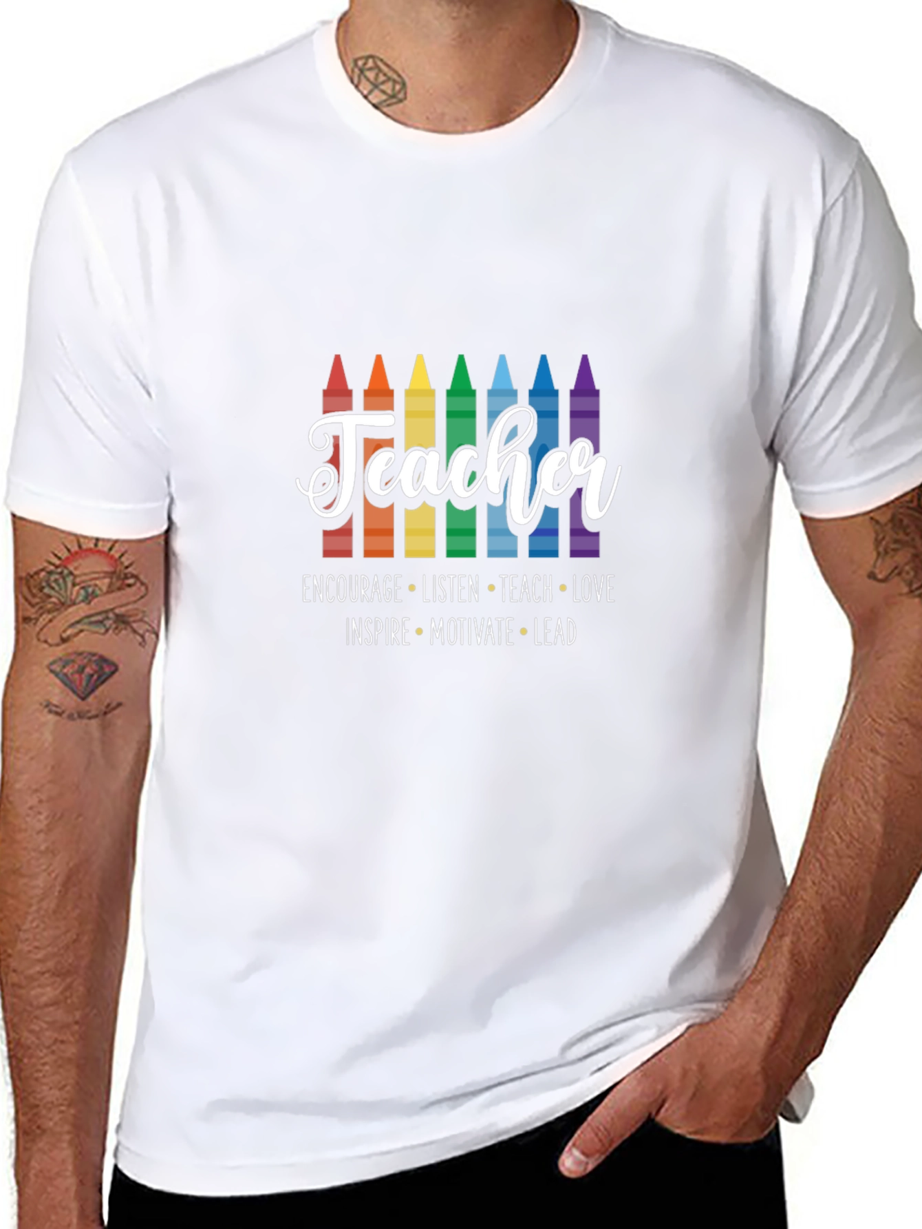 Teacher Crayon Graphic T-Shirt