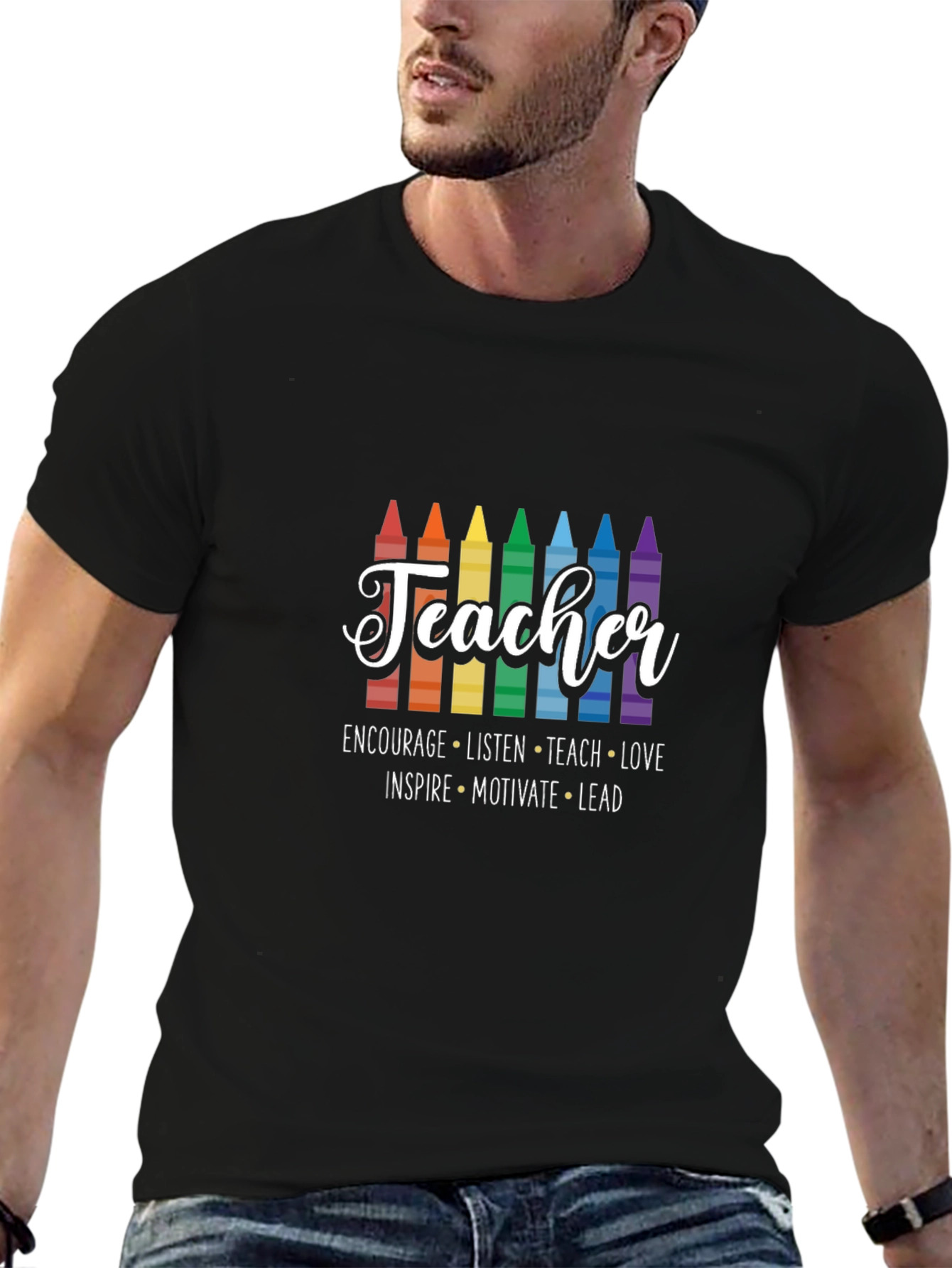 Teacher Crayon Graphic T-Shirt