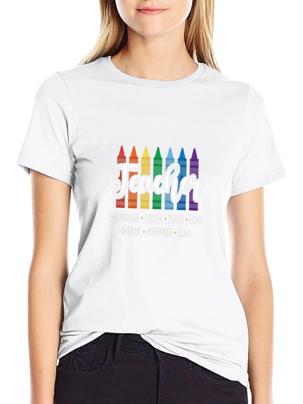 Teacher Crayon Graphic T-Shirt