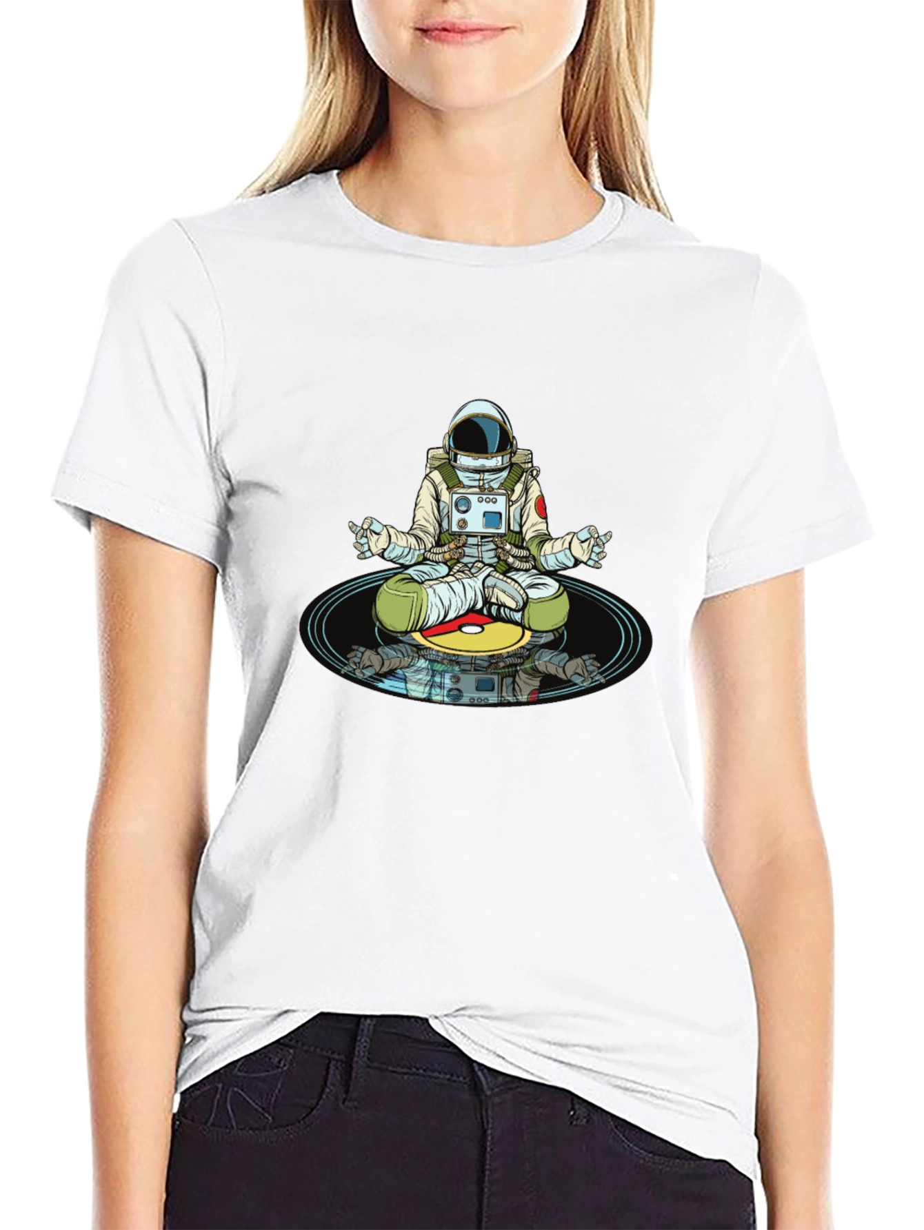 Meditating Astronaut T-Shirt - Cosmic Zen
