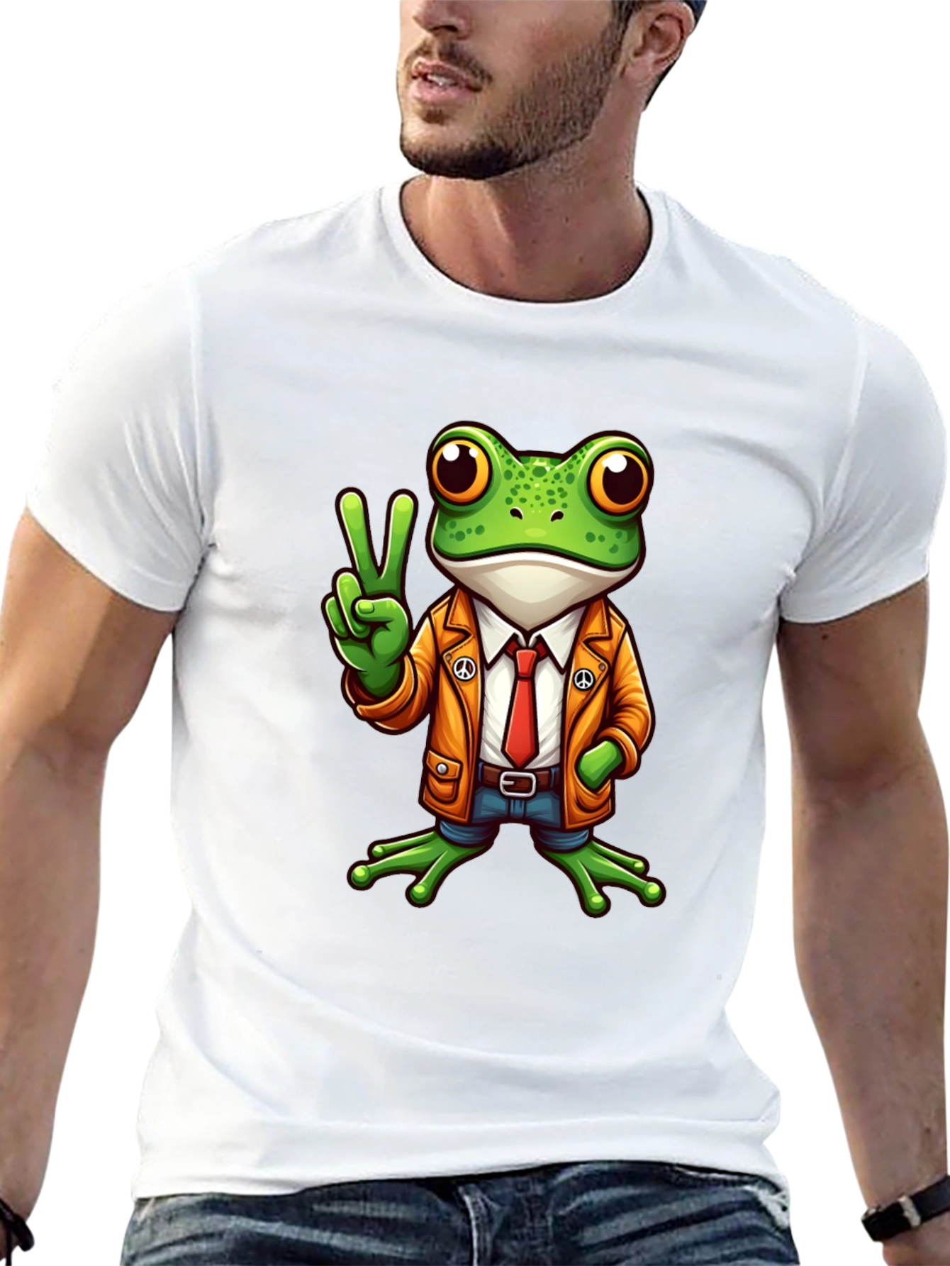 Frog Peace Sign T-Shirt - Cool Cartoon Graphic Tee