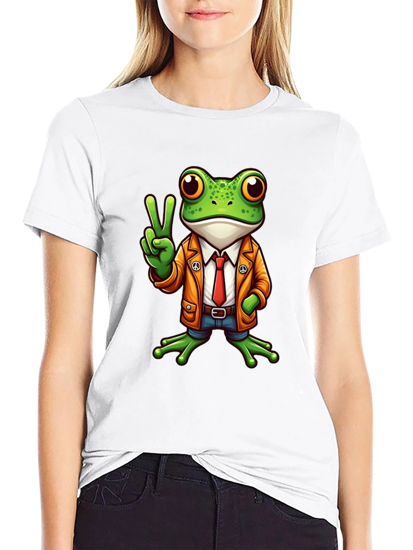Frog Peace Sign T-Shirt - Cool Cartoon Graphic Tee