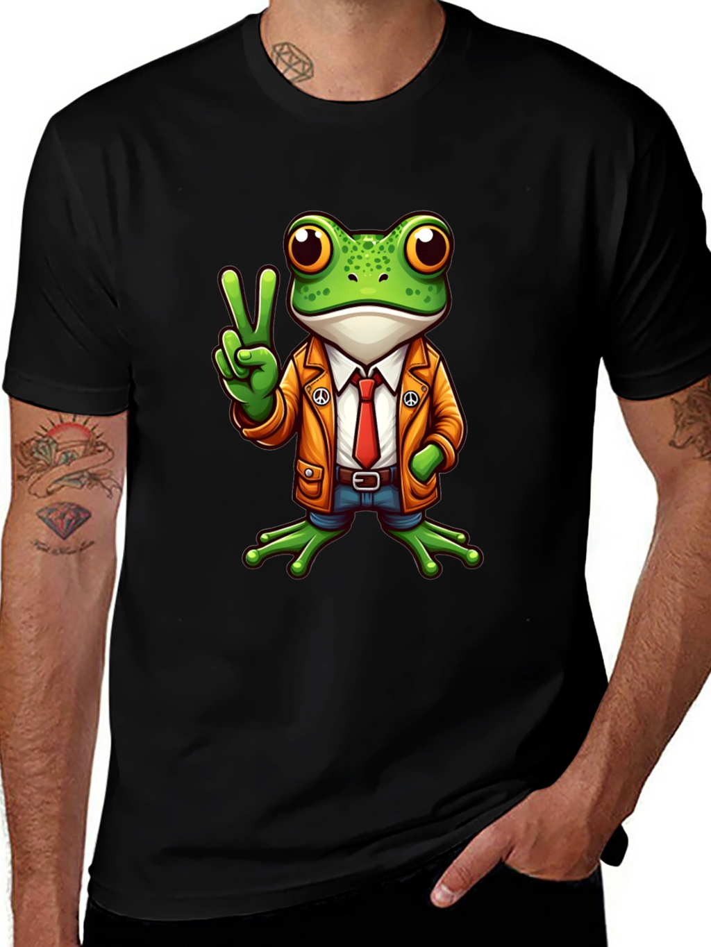 Frog Peace Sign T-Shirt - Cool Cartoon Graphic Tee