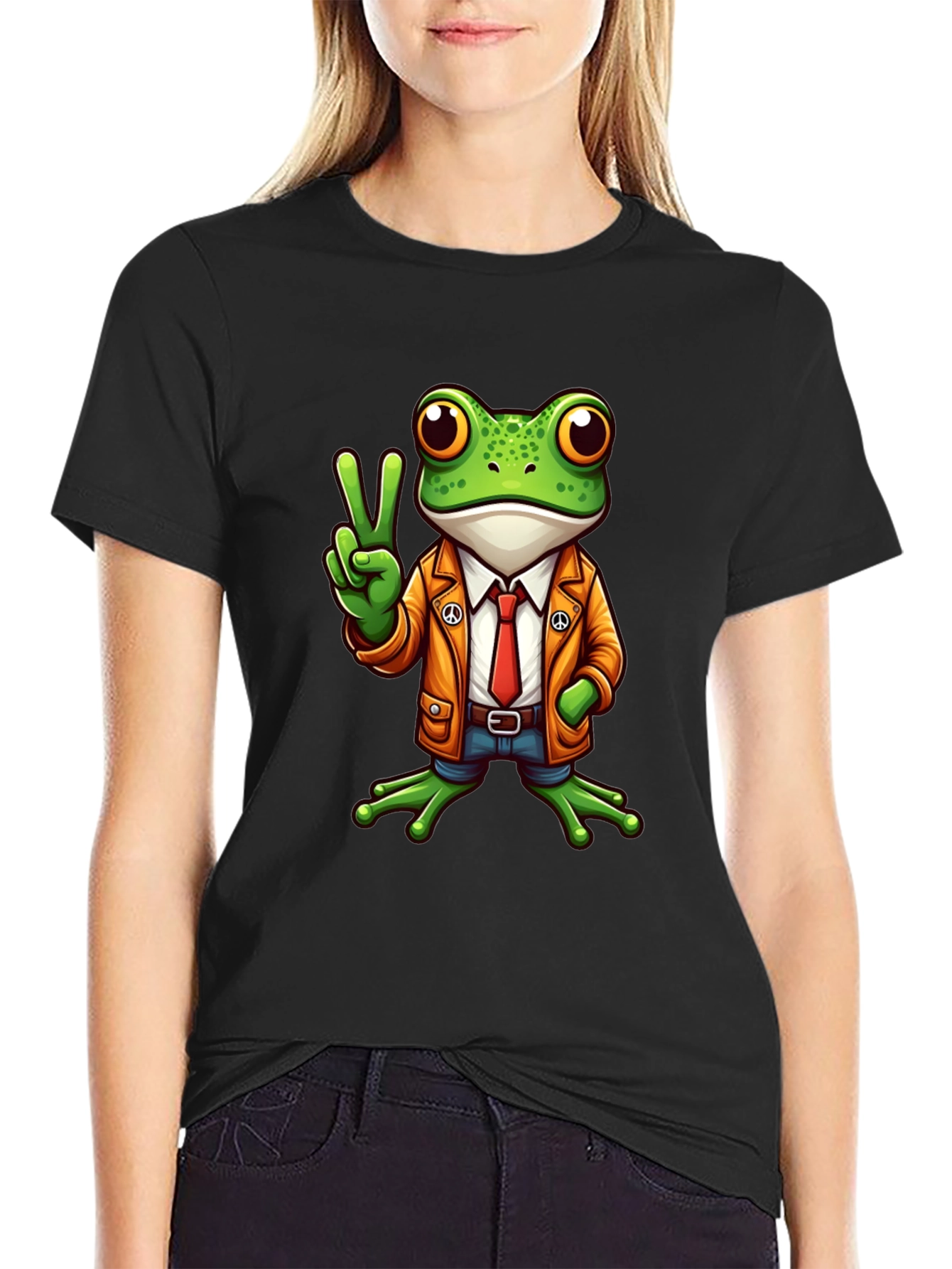 Frog Peace Sign T-Shirt - Cool Cartoon Graphic Tee