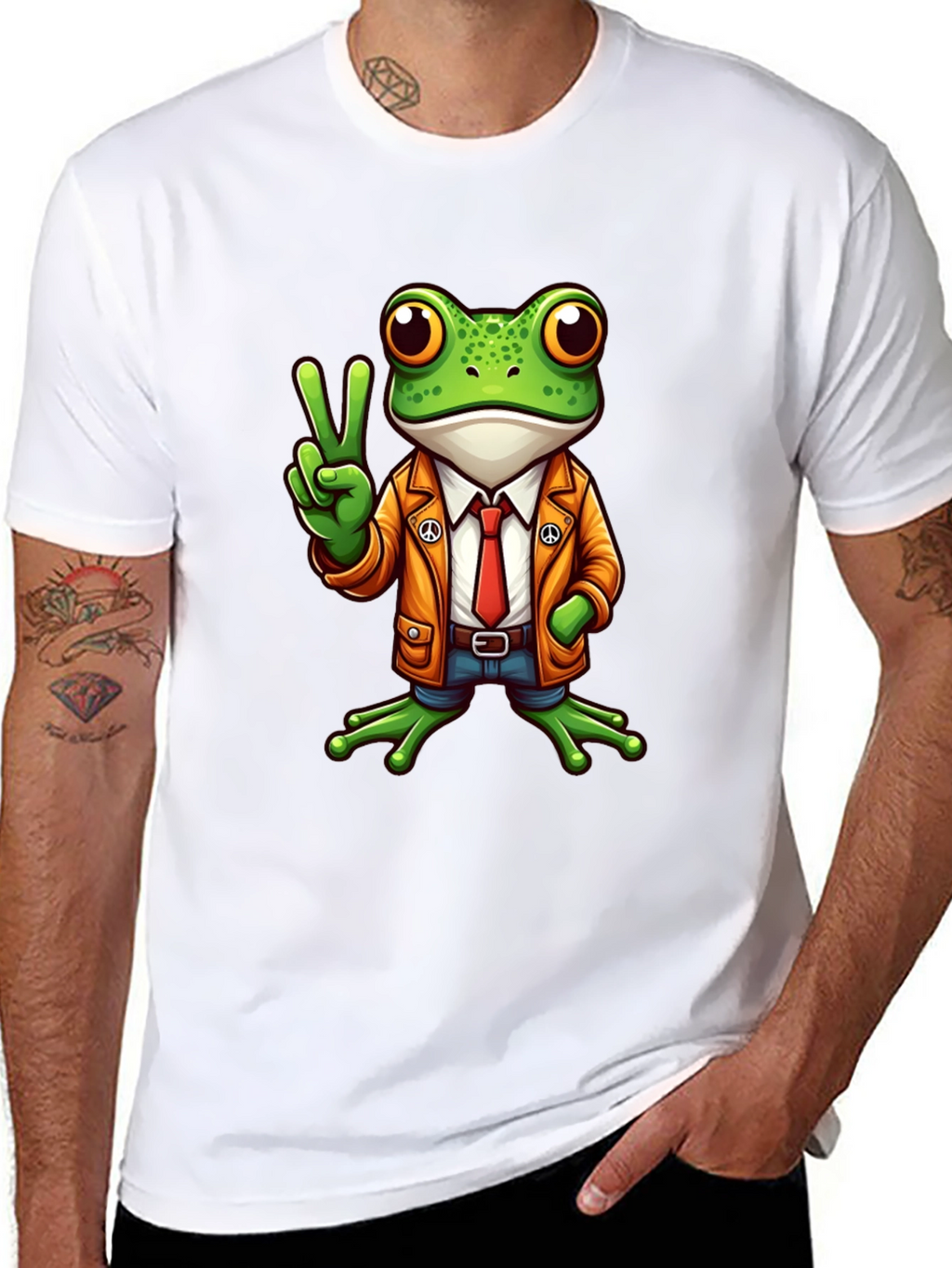 Frog Peace Sign T-Shirt - Cool Cartoon Graphic Tee