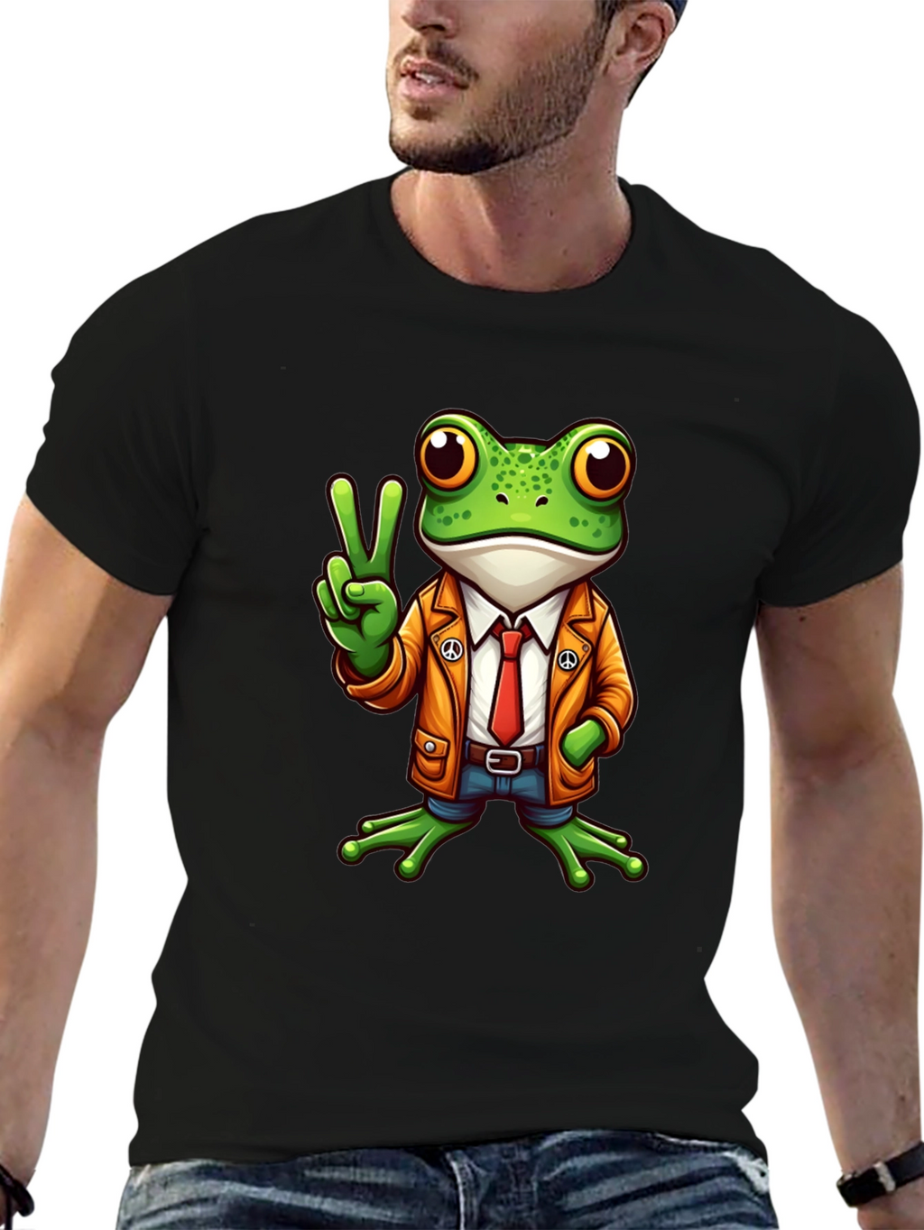 Frog Peace Sign T-Shirt - Cool Cartoon Graphic Tee