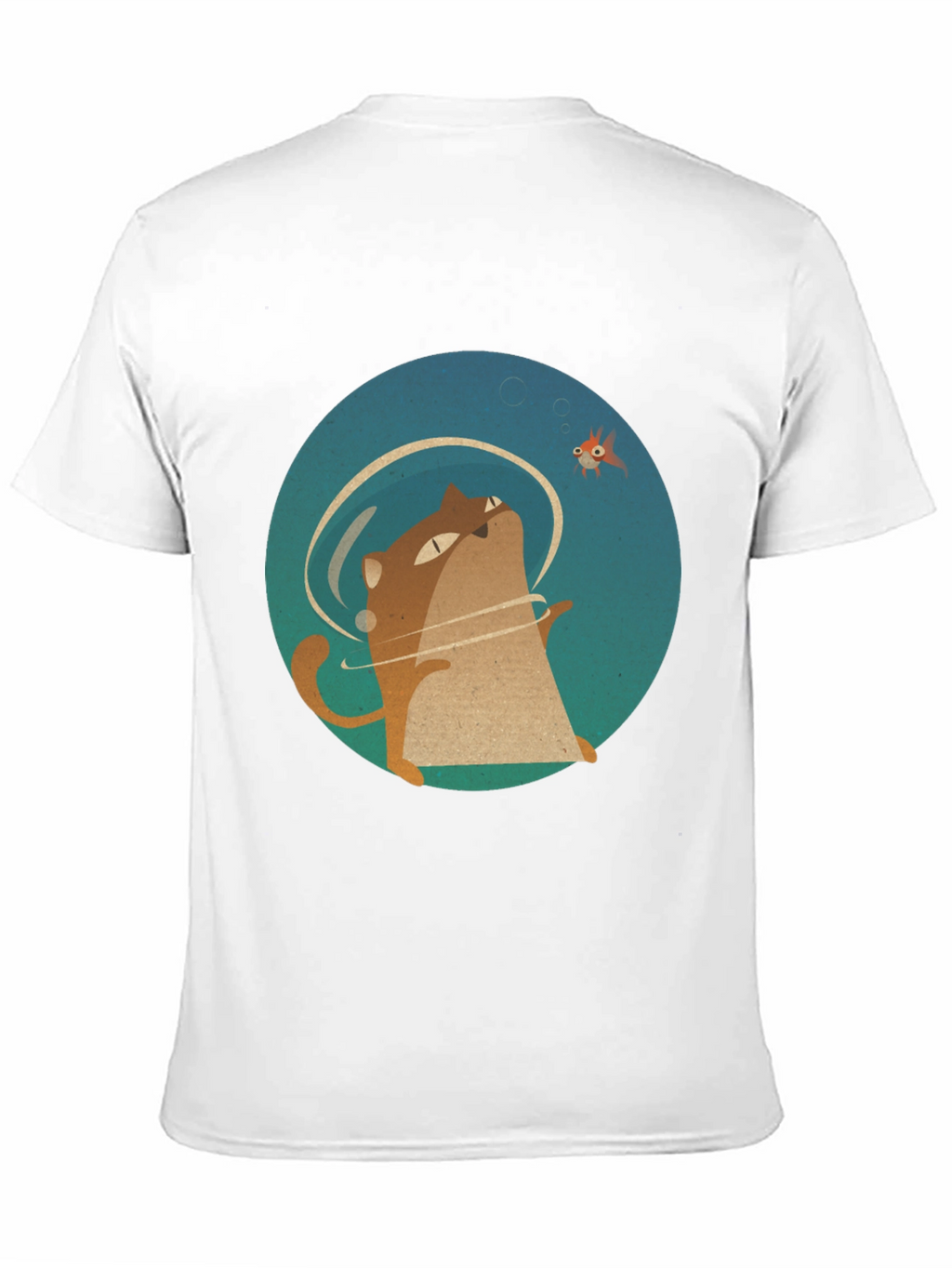 Cat & Fish Graphic Tee - Black Cotton T-Shirt