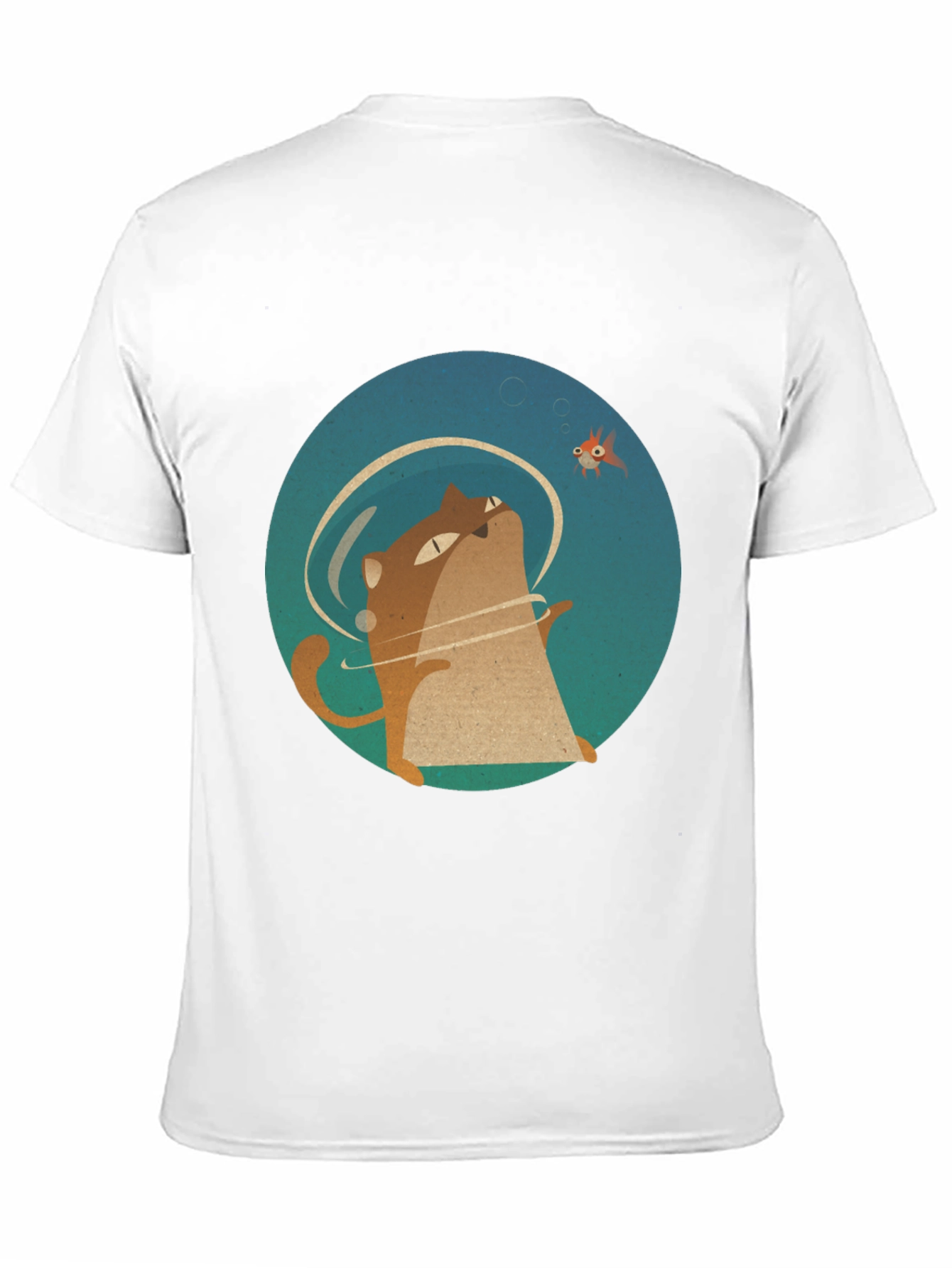 Cat & Fish Graphic Tee - Black Cotton T-Shirt