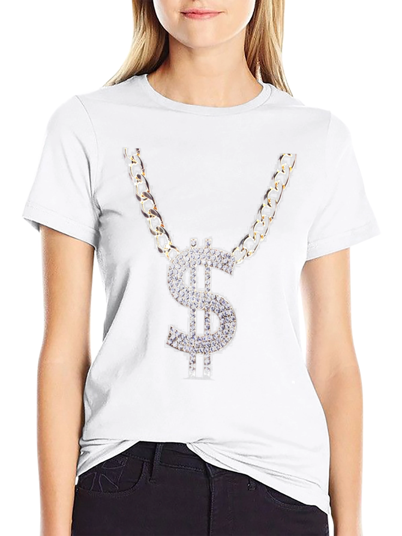 Dollar Sign Chain Graphic T-Shirt