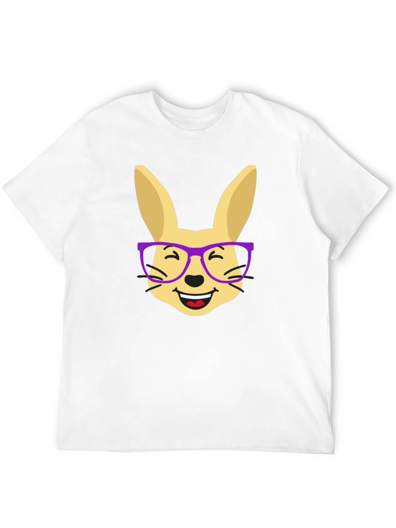 Funny Rabbit with Glasses Black T-Shirt