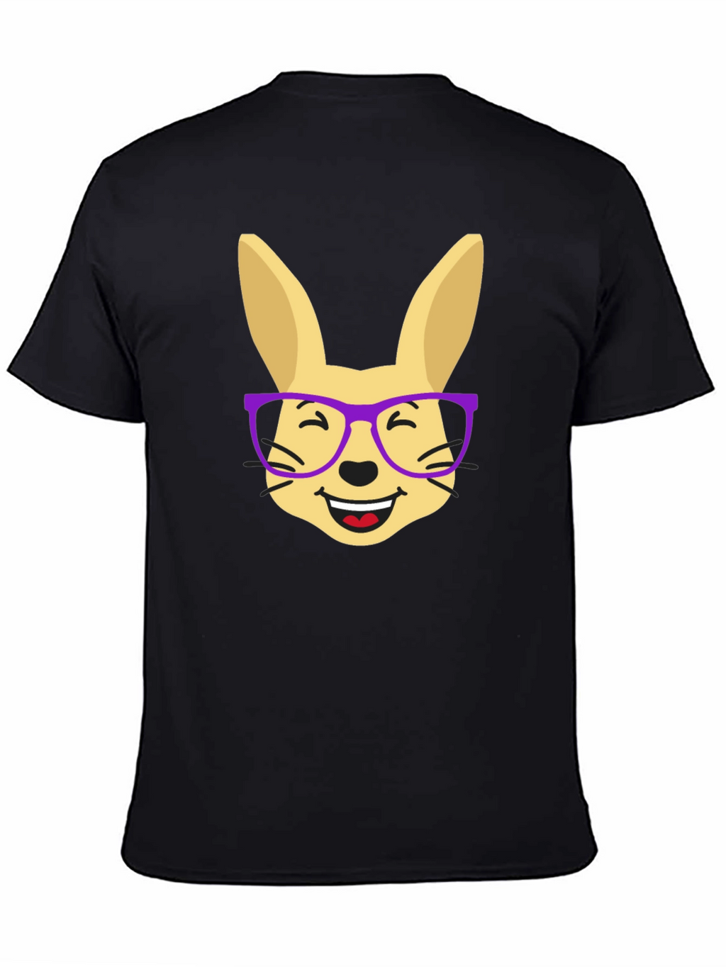Funny Rabbit with Glasses Black T-Shirt