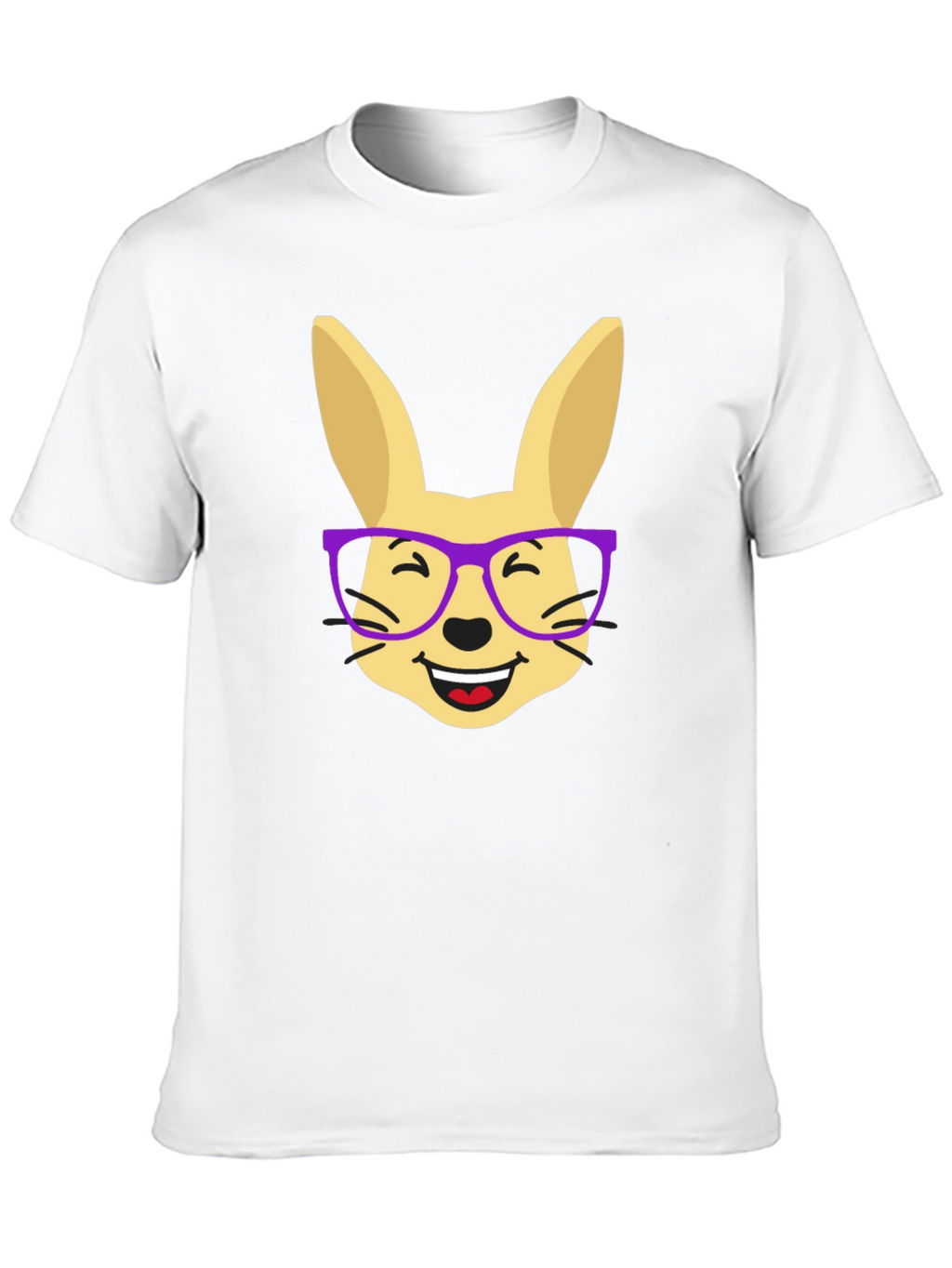 Funny Rabbit with Glasses Black T-Shirt