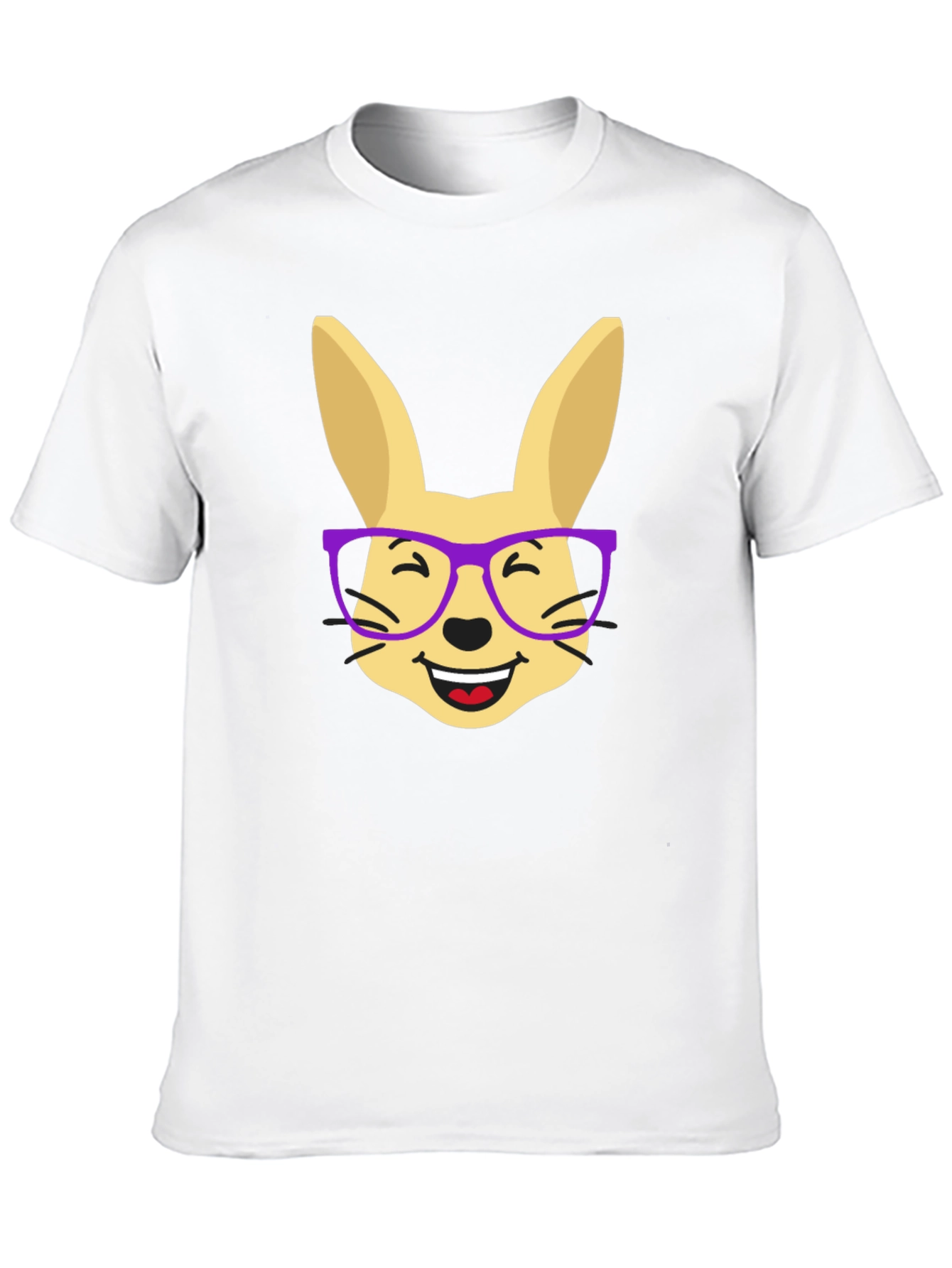 Funny Rabbit with Glasses Black T-Shirt
