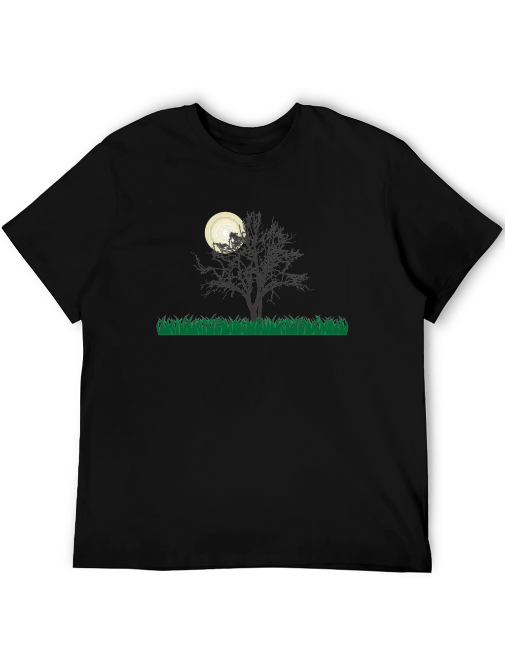Eerie Night Tree Graphic Tee - Black Cotton Blend
