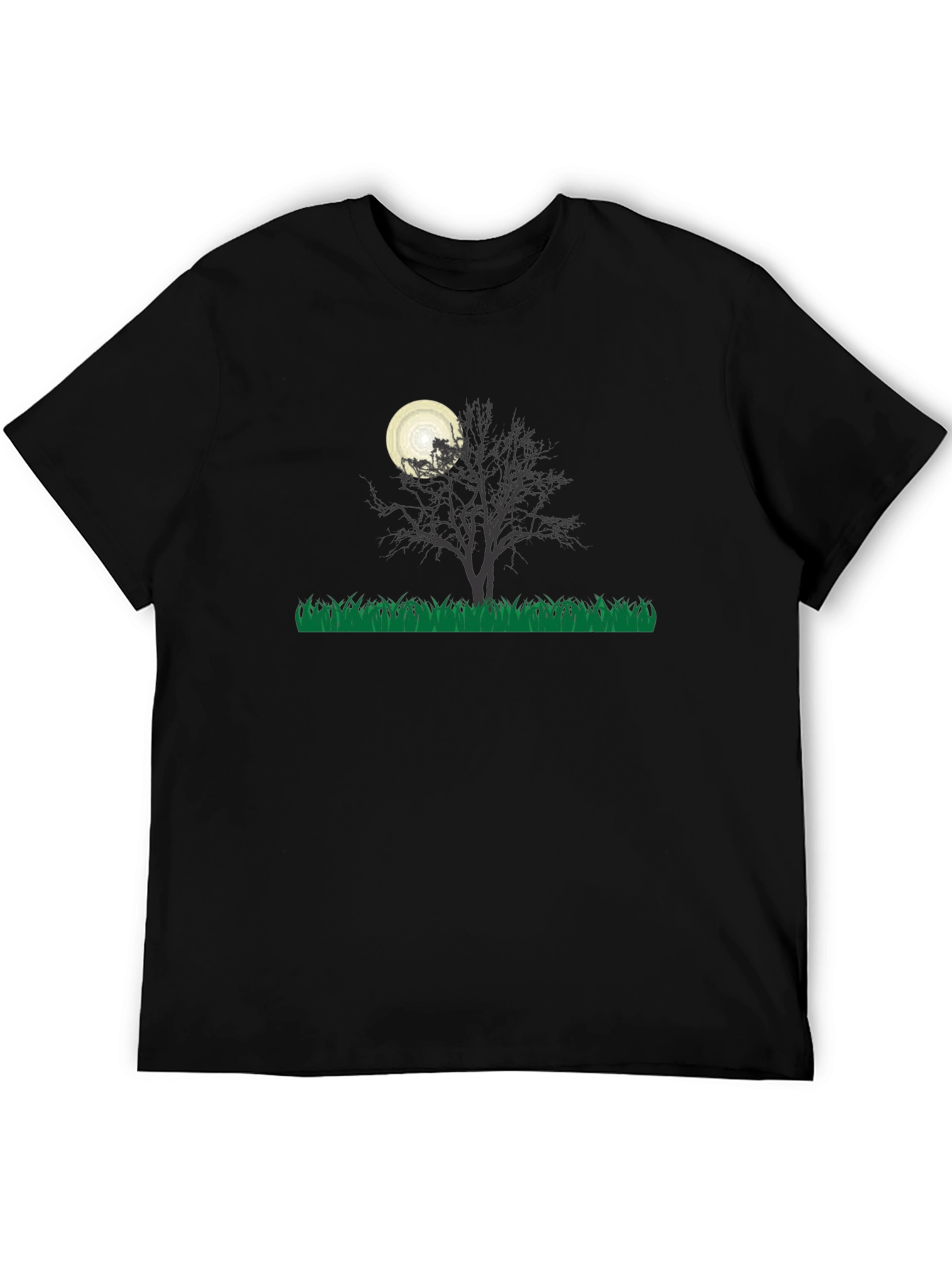 Eerie Night Tree Graphic Tee - Black Cotton Blend